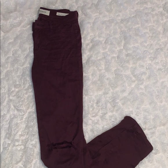 PacSun Denim - PACSUN  Maroon Ripped Jeggings